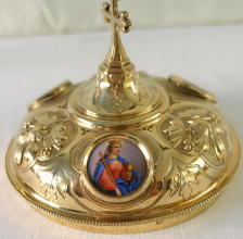 French Antique solid silver gilt Gothic Ciborium